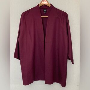 Eileen Fisher EUC Size Large Silk/Wool Open Cardigan Jacket